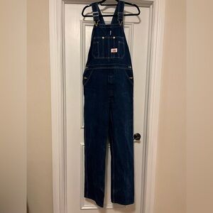 Round House Denim Overalls 32X34 32 Waist Dark Wash Jean Farmwear